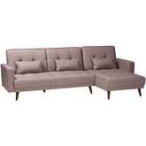 Claire Convertible Sleeper Sectional Sofa with Right Chaise in Tufted Clay Fabric