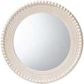 Grazia Round Beaded Frame Accent Mirror in Pearl White