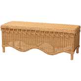 Erla Accent Bench with Scallop Border in Light Honey Rattan
