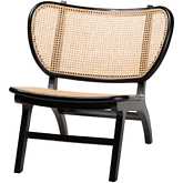 Brisbane Accent Chair in Black Mahogany Wood & Woven Natural Rattan