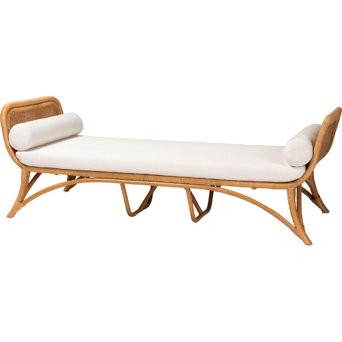 Veve Twin Daybed in Light Honey Rattan & White Fabric