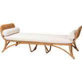 Veve Twin Daybed in Light Honey Rattan & White Fabric