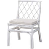 Carwyn Dining Chair in White Rattan & Neutral Fabric