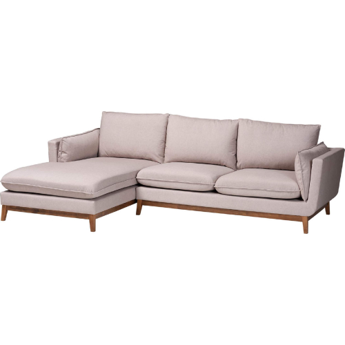 Olson Sectional Sofa with Left Facing Chaise in Beige Fabric & Wood