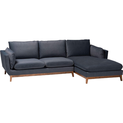 Linanas Sectional Sofa with Right Facing Chaise in Dark Grey Fabric