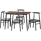 Arnold Dining Set in Grey Fabric & Black Metal