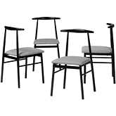 Arnold Dining Chair in Grey Fabric & Black Metal (Set of 4)