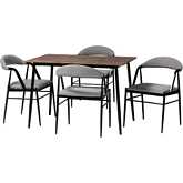 Orrin Dining Set in Grey Fabric & Black Metal