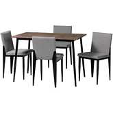 Bishop Dining Set in Grey Fabric & Black Metal