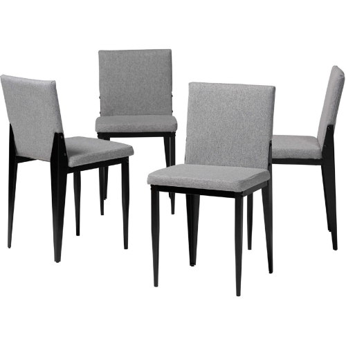 Bishop Dining Chair in Grey Fabric & Black Metal (Set of 4)