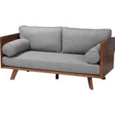 Uriel Sofa in Grey Boucle Fabric & Walnut Brown Finish Wood