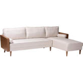 Harleson Sectional Sofa with Right Facing Chaise in Walnut Finish & Beige Fabric