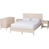 Primrose King 4 Piece Bedroom Set in Ivory Fluted Wood