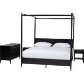 Primrose King 4 Piece Canopy Bedroom Set in Black Fluted Wood