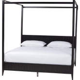 Primrose King Canopy Bed in Black Fluted Wood