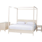 Primrose King 4 Piece Canopy Bedroom Set in Ivory Fluted Wood