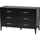 Primrose 6 Drawer Dresser in Black Fluted Wood