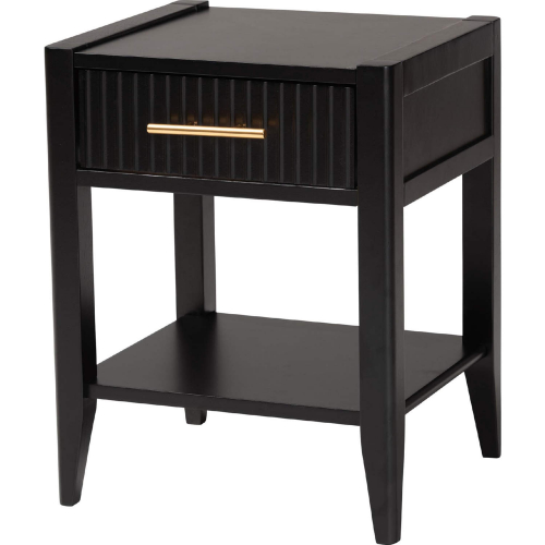 Primrose 1 Drawer Nightstand in Black Fluted Wood