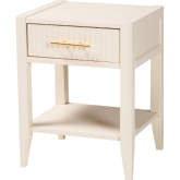 Primrose 1 Drawer Nightstand in Ivory Fluted Wood