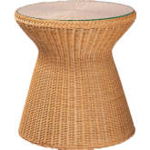 Nina End Table in Light Honey Braided Rattan & Glass