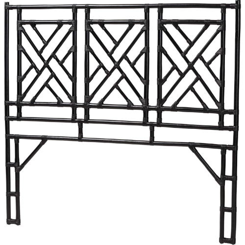 Karavo Queen Standalone Headboard in Black Finish Rattan