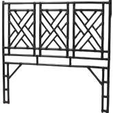 Karavo Queen Standalone Headboard in Black Finish Rattan