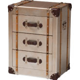 Naylor 3 Drawer Cabinet in Matte Bronze Finish & Leatherette