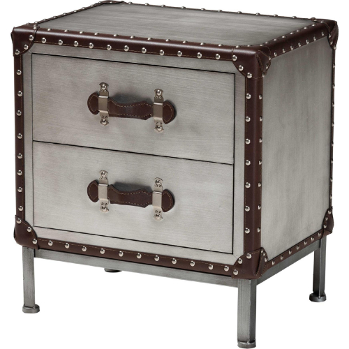 Jacey 2 Drawer End Table in Silver Metal
