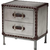 Jacey 2 Drawer End Table in Silver Metal