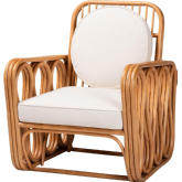 Tiramisu Accent Arm Chair in Light Honey Rattan & White Fabric
