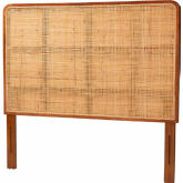 Caspia Queen Headboard in Red Teak Finish Mahogany & Natural Rattan