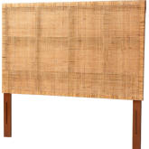 Lesia Queen Headboard in Red Teak Finish Mahogany & Natural Rattan