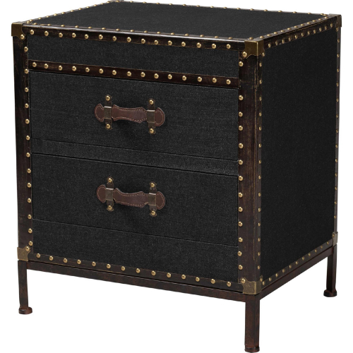Laura 2 Drawer End Table Trunk in Black Canvas