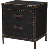 Laura 2 Drawer End Table Trunk in Black Canvas