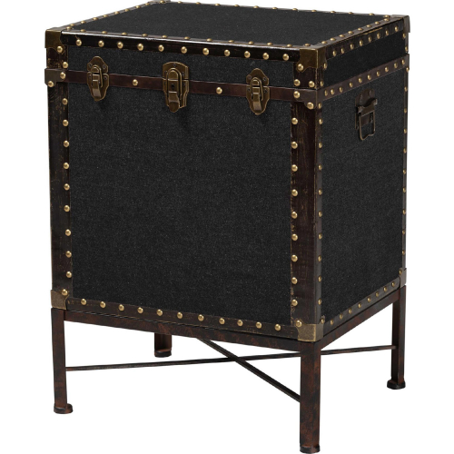 Laura Lift Top Trunk End Table in Black Canvas