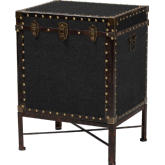 Laura Lift Top Trunk End Table in Black Canvas