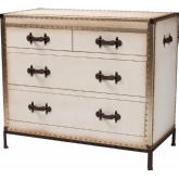 Benton 4 Drawer Storage Cabinet in Beige Canvas, Coffee & Black