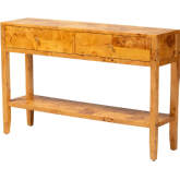 Ghina 2 Drawer Console Table in Natural Light Mappa Real Burl Wood