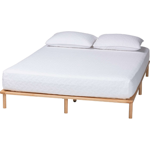 Calhoun Queen Low Platform Bed Frame in Natural Brown Wood