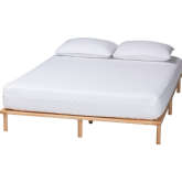 Calhoun Queen Low Platform Bed Frame in Natural Brown Wood