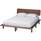 Alyssa Queen Platform Bed in Walnut Brown Finish Wood