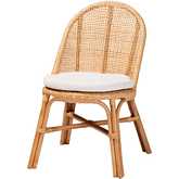 Daniela Dining Chair in Light Honey Finish Rattan & White Fabric