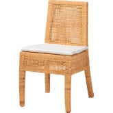 Morris Dining Chair in Light Honey Rattan & White Fabric