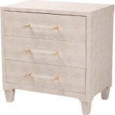 Nira 3 Drawer Storage Cabinet in Beige Faux Shagreen