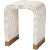 Carlyn End Table in Beige & White Mother of Pearl Capiz Shell & Gold