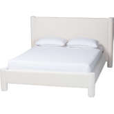 Laria King SizPlatform Bed in White Teddy Bear Plush Fabric