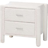 Laria 2 Drawer Nightstand in White Teddy Bear Plush Fabric