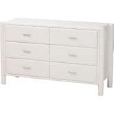 Laria 6 Drawer Dresser in White Teddy Bear Plush Fabric