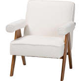 Georgina Accent Chair Cream Boucle & Walnut Brown Wood