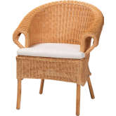Tamara Dining Chair in Braided Honey Rattan & White Fabric